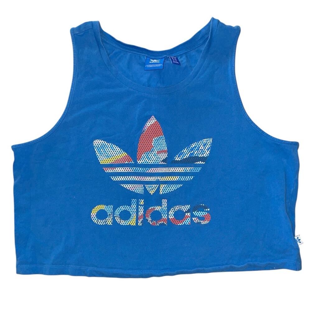 Adidas Women's Loose Crop Blue Tank Large